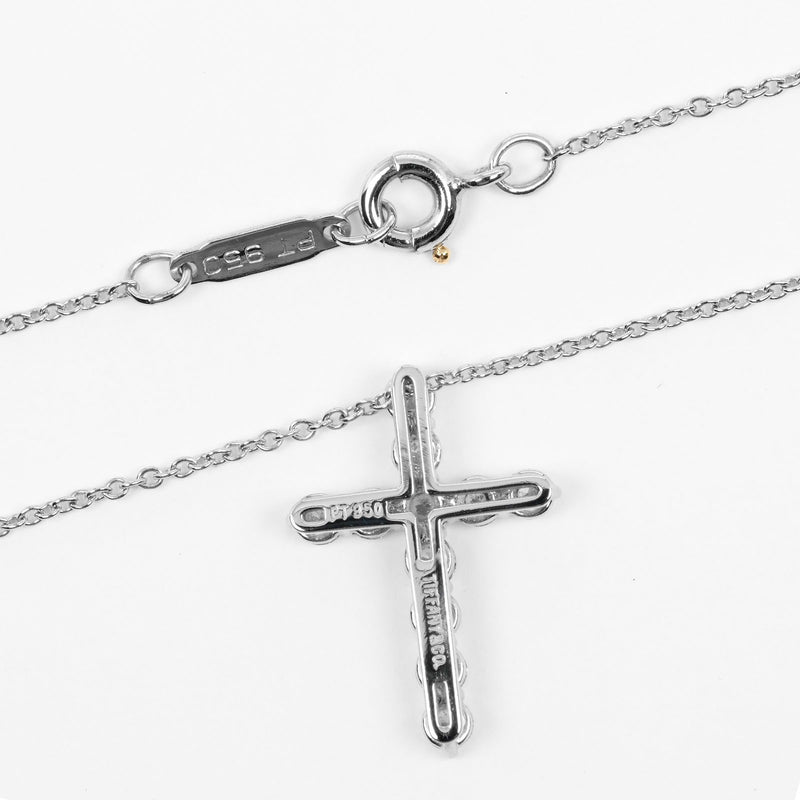 【TIFFANY&Co.】ティファニー
 スモールクロス ネックレス
 Pt950プラチナ×ダイヤモンド 約3.53g Small cross レディースAランク