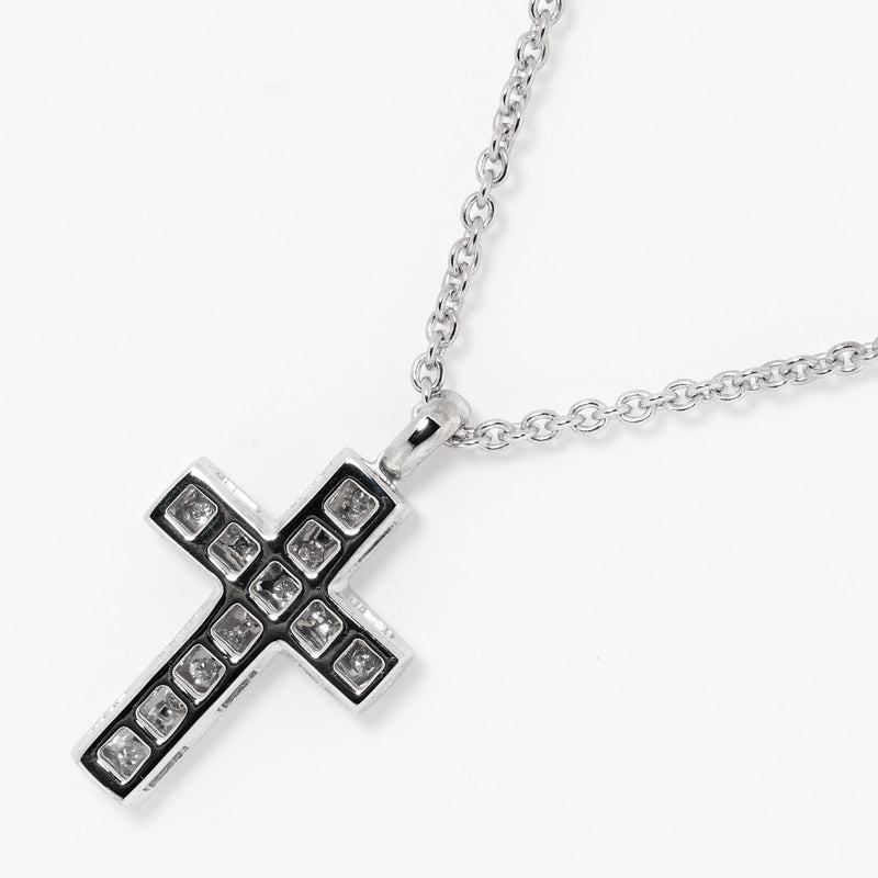 [BVLGARI] Bulgari 
 Latin agrology necklace 
 9.53G K18 White Gold x 16p Diamond Cross Approximately 9.53g Latin Cross Ladies A+Rank