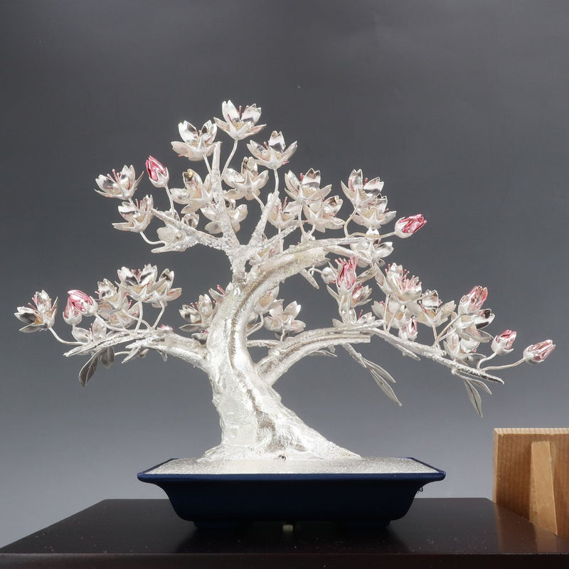 Objeto de adorno de plata de ley Mitsunori [Sakura]