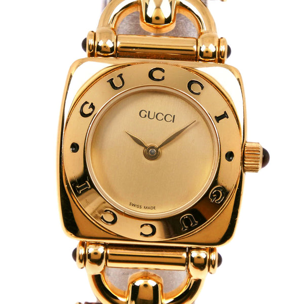 [Gucci] Gucci 
 马头手表 
 6300L金色镀金x皮革石英模拟显示金色的马匹女士