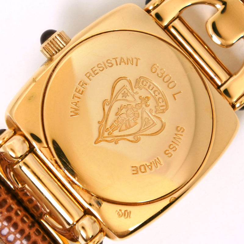 【GUCCI】グッチ
 ホースビット 腕時計
 6300L 金メッキ×レザー ゴールド クオーツ アナログ表示 ゴールド文字盤 Horsebit レディース