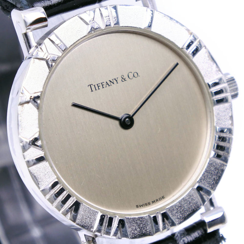 [Tiffany & co.] Tiffany 
 Atlas Watch 
 M0640 Plata 925 x acero inoxidable x Cuero de cuero Cuartzo analógico Dial de plata atlas para hombres B-Rank