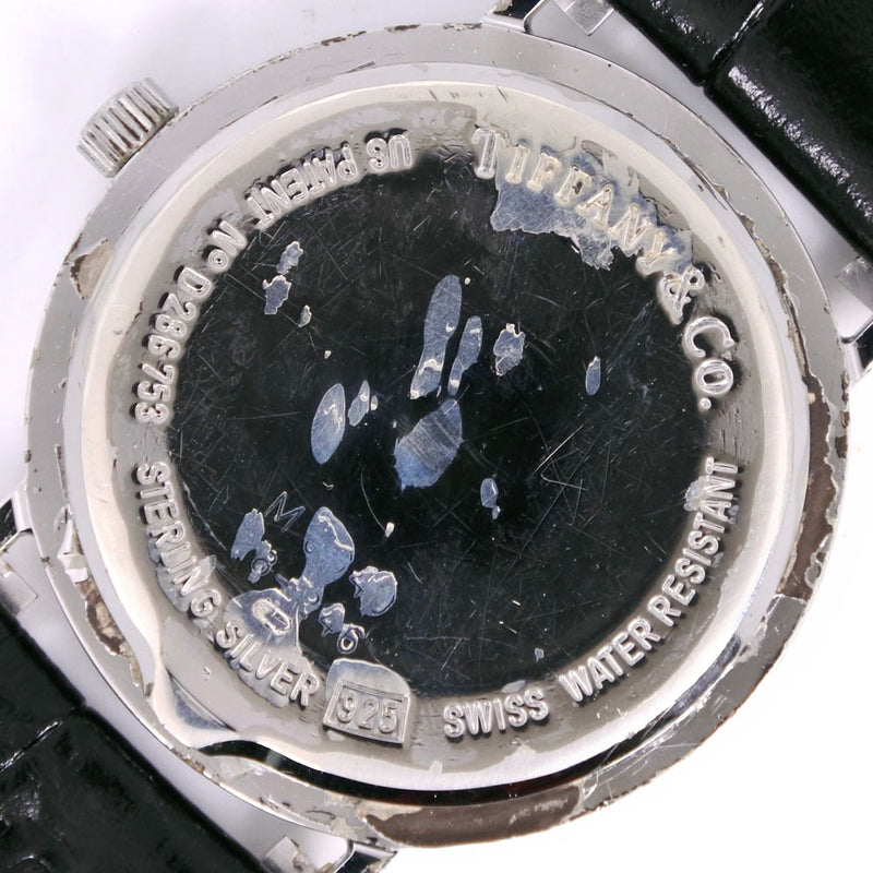 [Tiffany & co.] Tiffany 
 Atlas Watch 
 M0640 Plata 925 x acero inoxidable x Cuero de cuero Cuartzo analógico Dial de plata atlas para hombres B-Rank