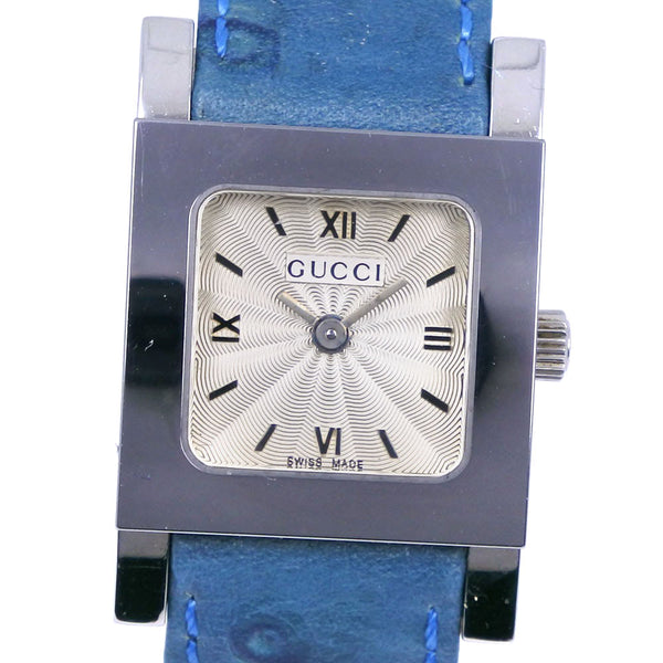 [GUCCI] Gucci 
 watch 
 7900P stainless steel x ostrich silver/light blue quartz analog display Silver dial Ladies