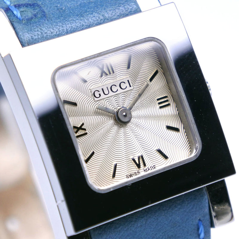 [GUCCI] Gucci 
 watch 
 7900P stainless steel x ostrich silver/light blue quartz analog display Silver dial Ladies