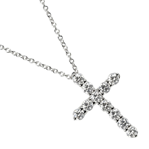 【TIFFANY&Co.】ティファニー
 スモール クロス ネックレス
 Pt950プラチナ×ダイヤモンド 約3.16g Small cross レディースAランク