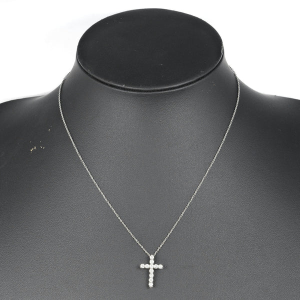 【TIFFANY&Co.】ティファニー
 スモール クロス ネックレス
 Pt950プラチナ×ダイヤモンド 約3.16g Small cross レディースAランク