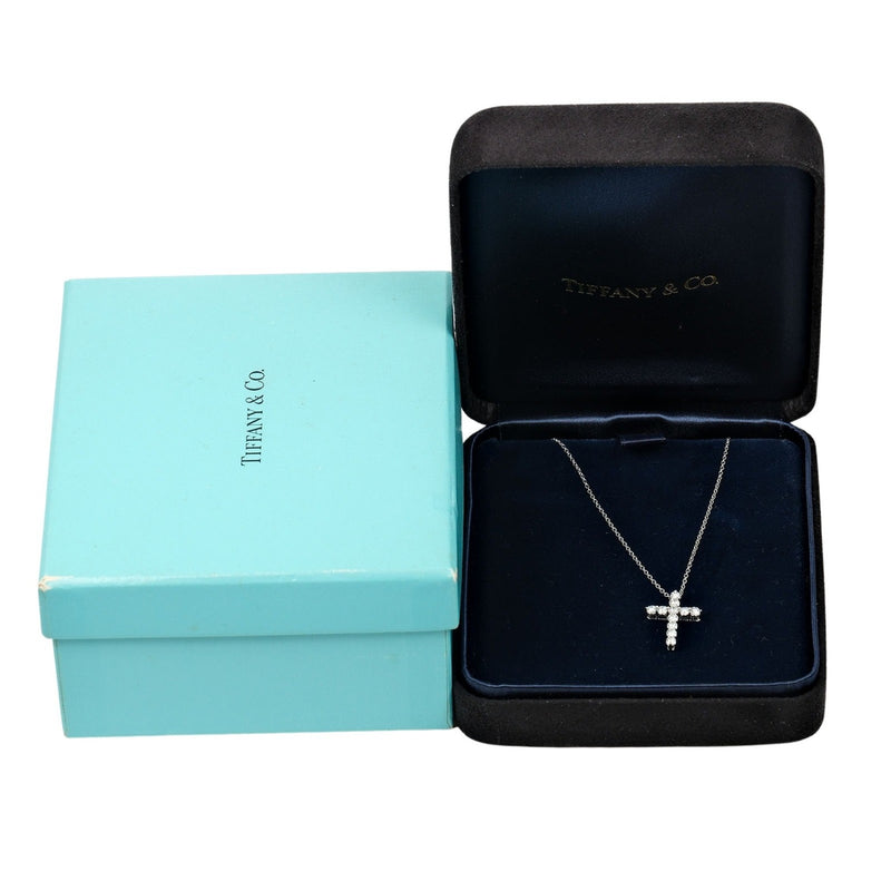 【TIFFANY&Co.】ティファニー
 スモール クロス ネックレス
 Pt950プラチナ×ダイヤモンド 約3.57g Small cross レディースAランク