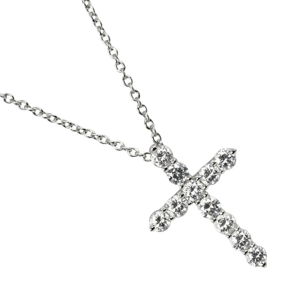 【TIFFANY&Co.】ティファニー
 スモール クロス ネックレス
 Pt950プラチナ×ダイヤモンド 約3.57g Small cross レディースAランク