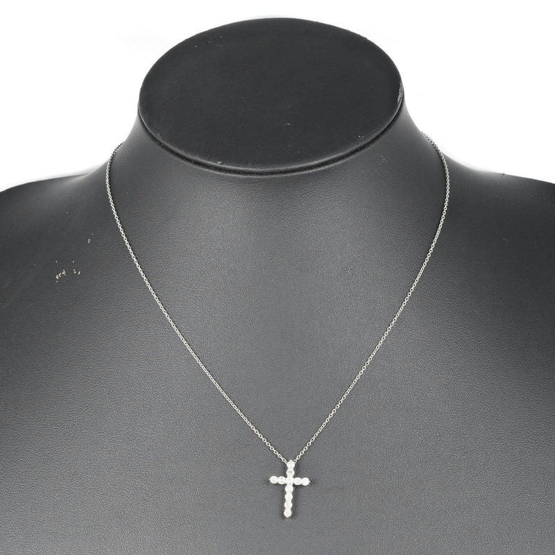 【TIFFANY&Co.】ティファニー
 スモール クロス ネックレス
 Pt950プラチナ×ダイヤモンド 約3.57g Small cross レディースAランク