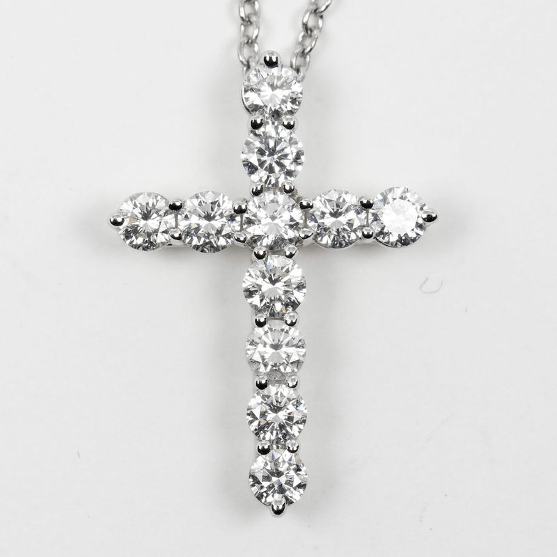 【TIFFANY&Co.】ティファニー
 スモール クロス ネックレス
 Pt950プラチナ×ダイヤモンド 約3.57g Small cross レディースAランク