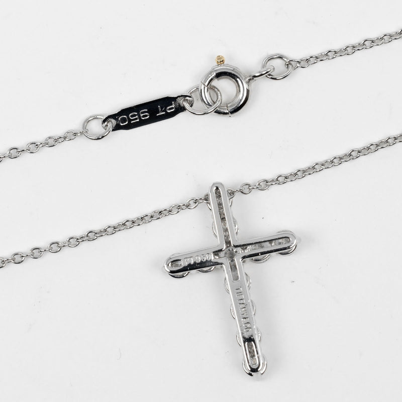 【TIFFANY&Co.】ティファニー
 スモール クロス ネックレス
 Pt950プラチナ×ダイヤモンド 約3.57g Small cross レディースAランク