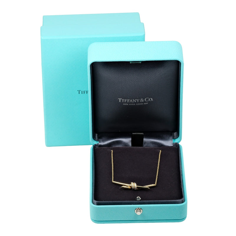 【TIFFANY&Co.】ティファニー
 ノット ネックレス
 K18イエローゴールド×ダイヤモンド 約7.95g knot レディースAランク