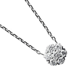 【Van Cleef & Arpels】ヴァンクリーフ＆アーペル
 フルーレット ネックレス
 K18ホワイトゴールド×ダイヤモンド 約3.51g Fulllet レディースAランク