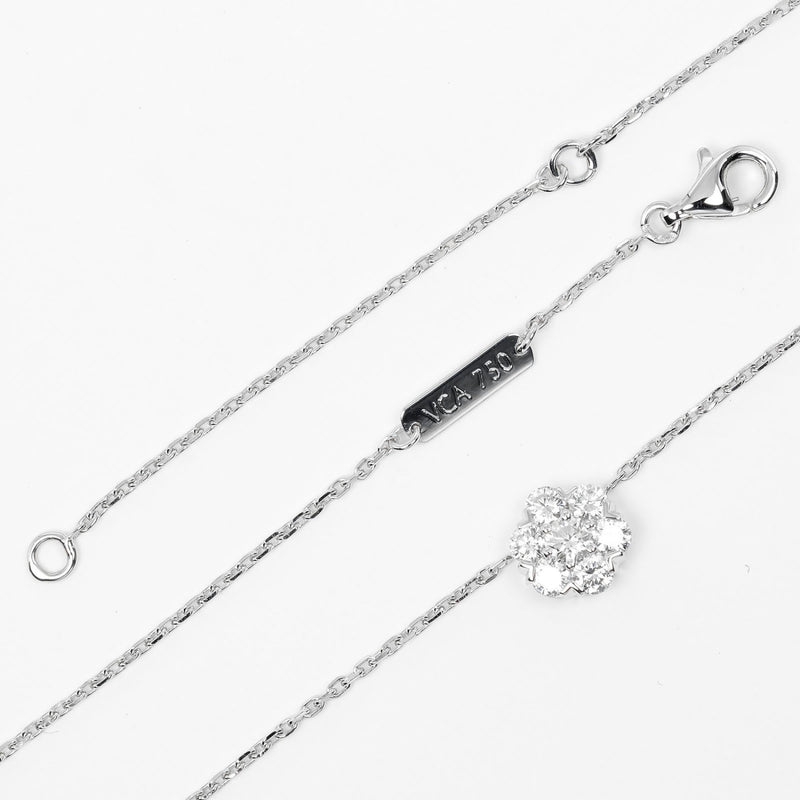 【Van Cleef & Arpels】ヴァンクリーフ＆アーペル
 フルーレット ネックレス
 K18ホワイトゴールド×ダイヤモンド 約3.51g Fulllet レディースAランク