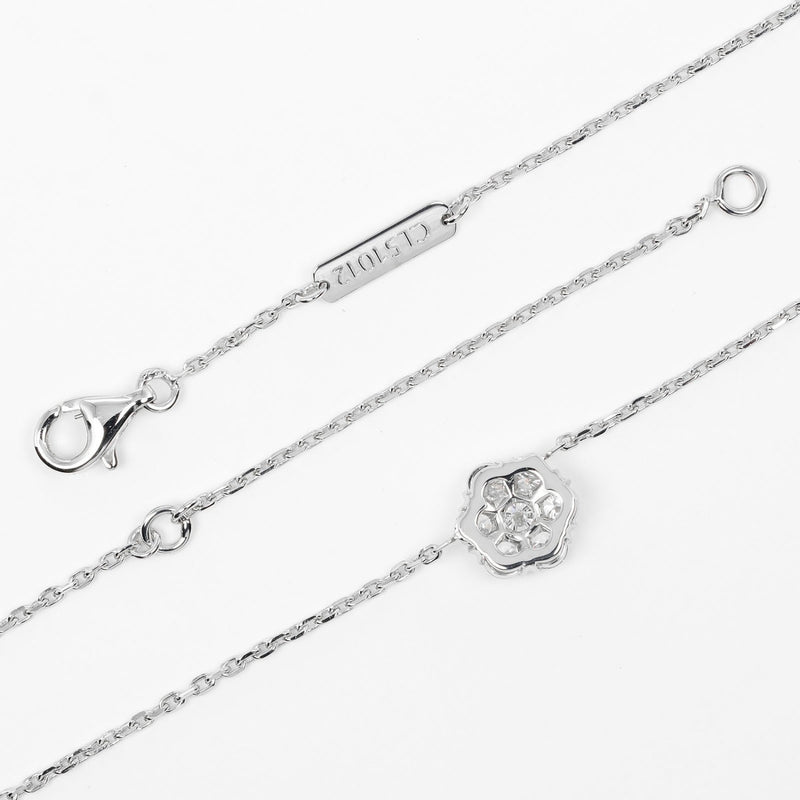 【Van Cleef & Arpels】ヴァンクリーフ＆アーペル
 フルーレット ネックレス
 K18ホワイトゴールド×ダイヤモンド 約3.51g Fulllet レディースAランク