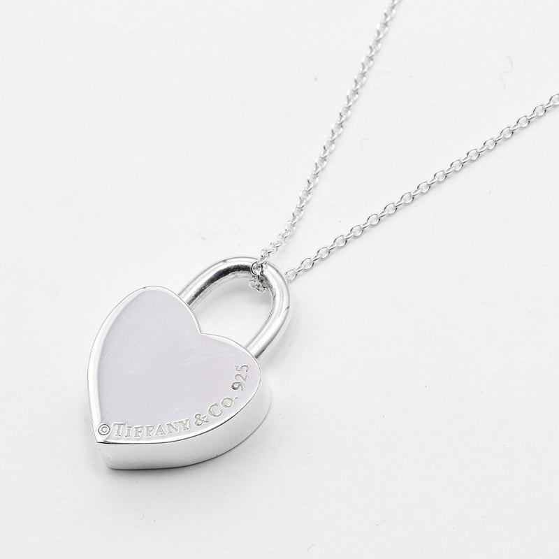 [Tiffany & co.] Tiffany 
 Collar de bloqueo de corazón rettoned 
 Silver 925 Cadena alrededor de 9.23g Regreso al corazón Lock Locks Locks A Rank