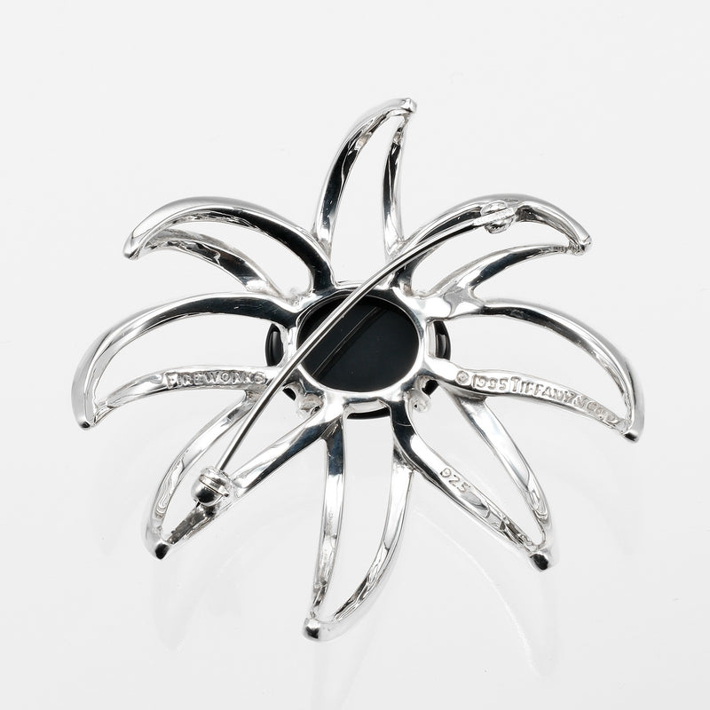 [Tiffany & co.] Tiffany 
 Fire Works Broach 
 Silver 925 x Onyx alrededor de 18.73g fuegos artificiales Damas A Rank