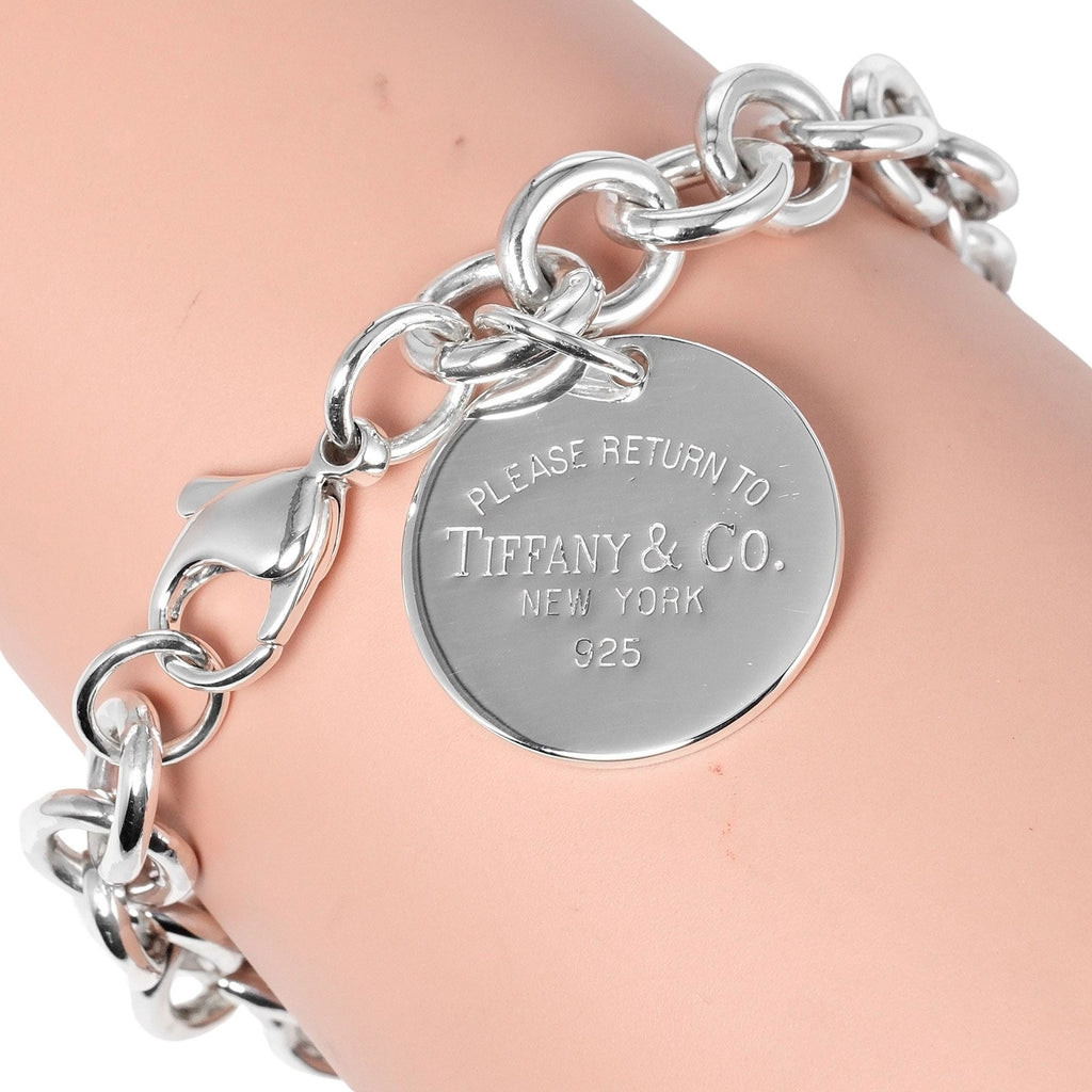 【TIFFANY&Co.】ティファニー, リターン トゥ ティファニー ラウンドタグ ブレスレット, シルバー925 約35g Return to  TIFFANY & Co. Round tag レディースAランク