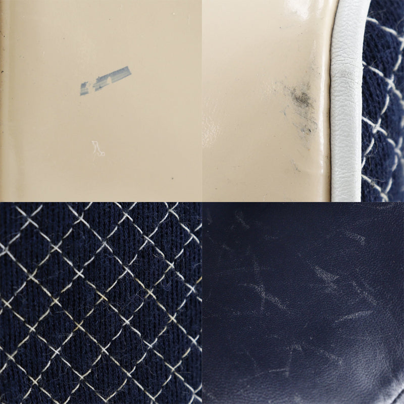 [CHANEL] Chanel 
 Minoboston Boston bag 
 Canvas x Enamel Navy/Ivory shoulder A4 A5 fastener Mini Boston Ladies