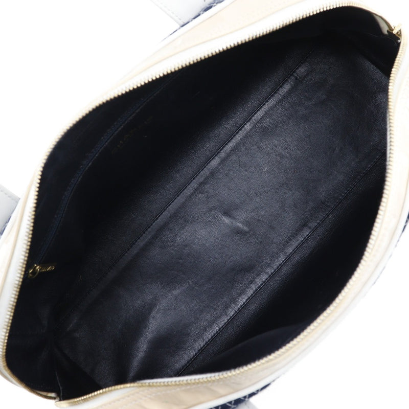 [CHANEL] Chanel 
 Minoboston Boston bag 
 Canvas x Enamel Navy/Ivory shoulder A4 A5 fastener Mini Boston Ladies