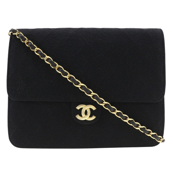 [CHANEL] Chanel 
 Chain shoulder shoulder bag 
 Matrasse Cotton Black Shoulder Snap Button CHAINSHOULDER Ladies
