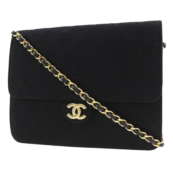 [Chanel] Chanel 
 Bolso de hombro de cadena 
 Matrasse Algodón negro Snap Button Chain Sabe Damas