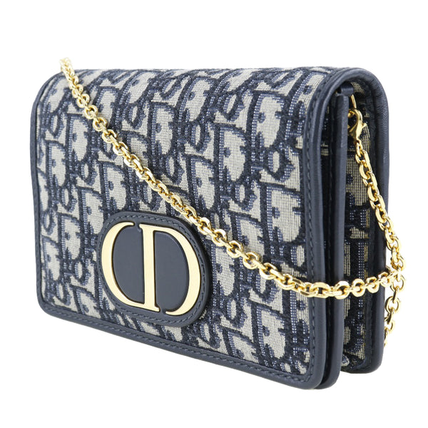 [Dior] Christian Dior 
 2way waist pouch shoulder bag 
 Trotter Obriek Canvas x Leather Navy Snap button 2WAY WAIST POUCH Ladies A Rank
