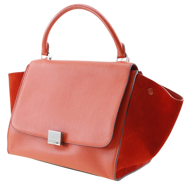 [Celine] Celine 
 Traps handbag 
 169543 Calf x Swed orange shoulder handbag 2way A5 flap TRAPEZE Ladies A rank
