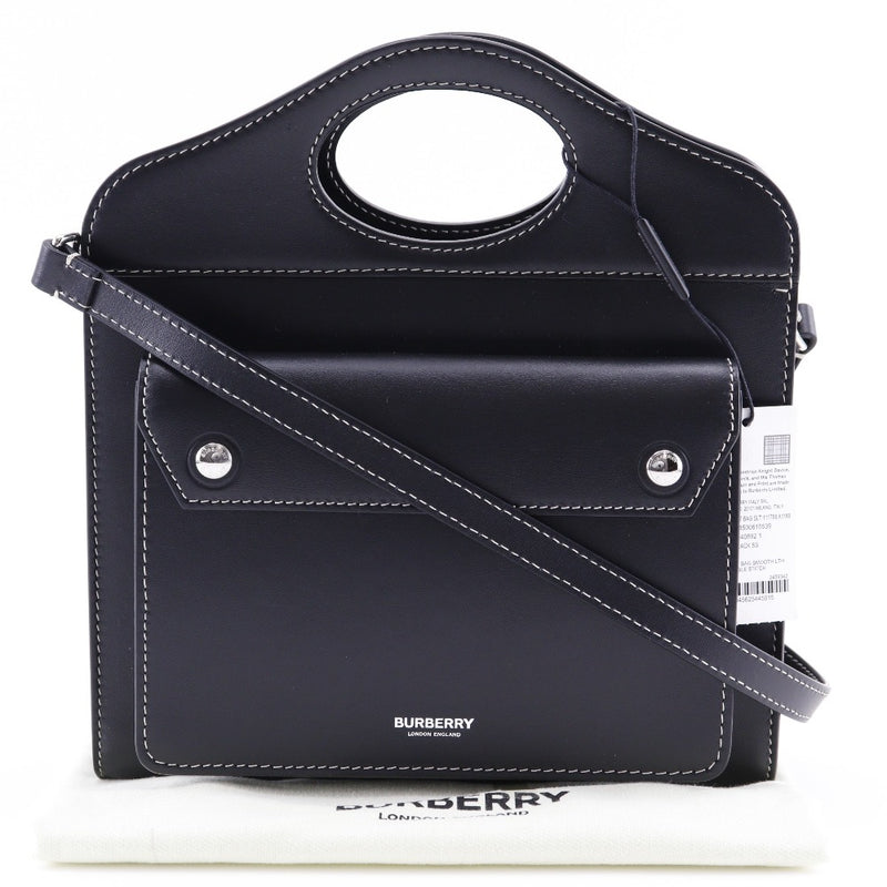 [BURBERRY] Burberry 2WAY shoulder handbag 8040892 Leather black diagonal shoulder shoulder handbag 2WAY Open 2WAYSHOULDER Ladies A+Rank