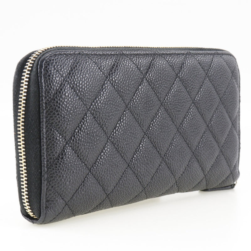 [CHANEL] Chanel 
 Round zipper long wallet 
 Matrasse Coco Mark A50097 Caviar Skin Black Fastener ZIP AROUND Ladies
