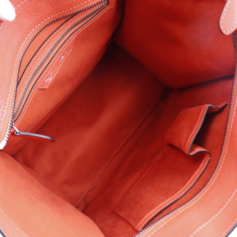 【CELINE】セリーヌ
 ラゲージ ミニショッパー トートバッグ
 165213 カーフ オレンジ 手提げ A4 ファスナー Luggage mini shopper レディースAランク