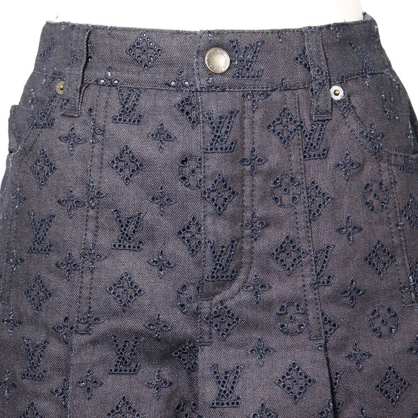 [Louis Vuitton] Louis Vuitton 
 Falda de falda plisada 
 Lace algodón Indigo Blue plisado falda damas