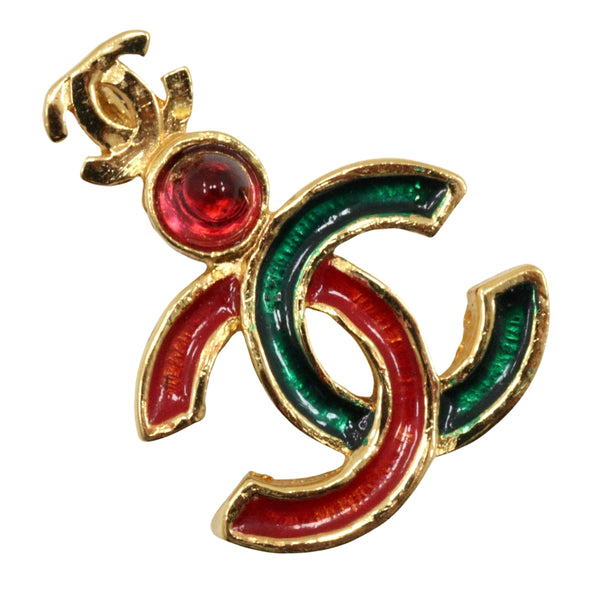 [CHANEL] Chanel 
 Coco Mark Pendant Top 
 Vintage gold plating red / green 316 depose engraved about 2.6g coco ladies