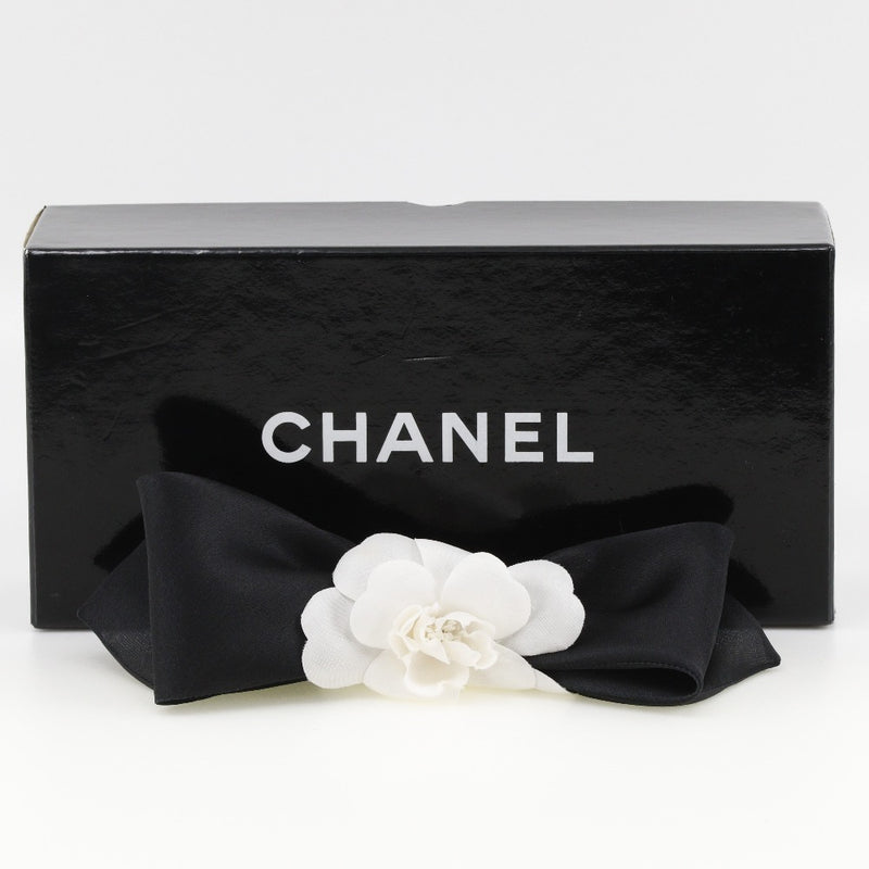 [CHANEL] Chanel 
 Camelia Ribbon Valletta 
 Satin x Textile Black/White Camellia Ribbon Ladies