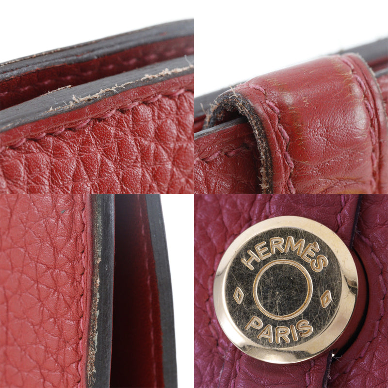 [HERMES] Hermes 
 Dogon long wallet 
 Togo Red/Gold Bracket □ P engraved belt bracket DOGON Ladies