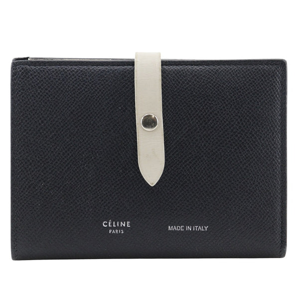 [Celine] Celine 
 Billetera de bi -fold de correa media 
 Botón negro/beige Botón de correa media Damas