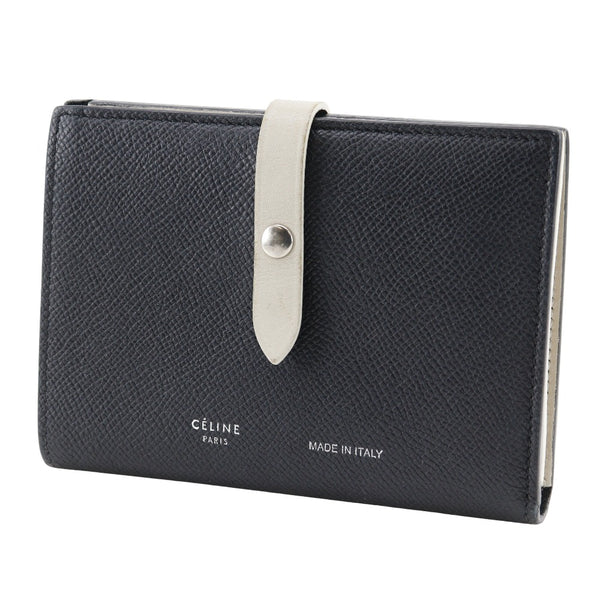 [Celine] Celine 
 Billetera de bi -fold de correa media 
 Botón negro/beige Botón de correa media Damas