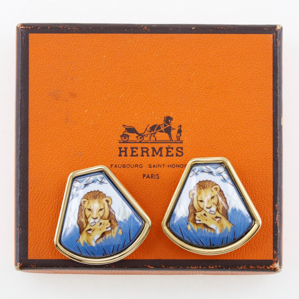 HERMES】エルメス エマイユ イヤリング ライオン 七宝焼き 金メッキ 約21.2g Email レディース – KYOTO NISHIKINO