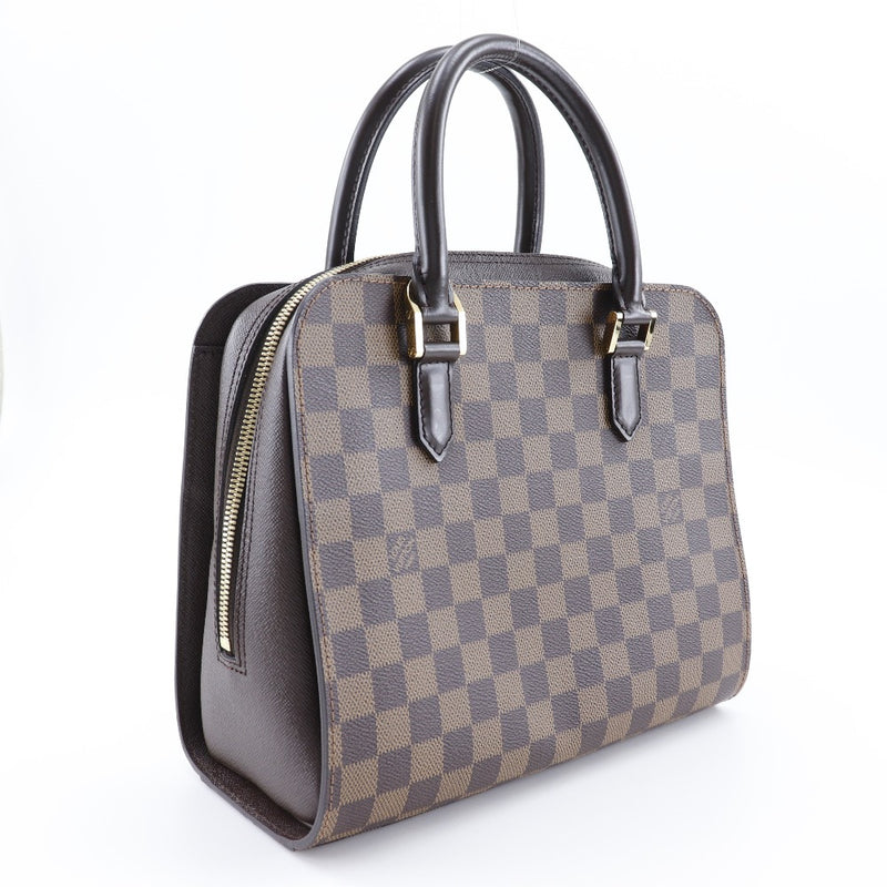 【LOUIS VUITTON】ルイ・ヴィトン
 トリアナ ハンドバッグ
 N51155 ダミエキャンバス 茶 VI0023刻印 手提げ A5 ダブルファスナー Triana レディースA+ランク