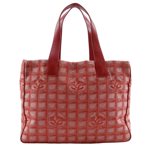 [Chanel] Chanel Tote MM Bag New Travel Línea Nylon Canvas Red Homoss Peliminación A4 Open Tote Mm Ladies B-Rank