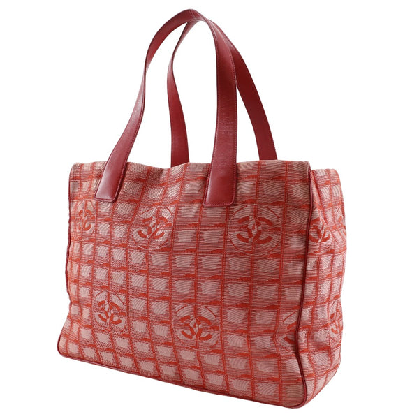 [Chanel] Chanel Tote MM Bag New Travel Línea Nylon Canvas Red Homoss Peliminación A4 Open Tote Mm Ladies B-Rank