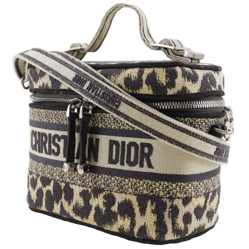 【Dior】クリスチャンディオール
 バニティ ハンドバッグ
 2WAYショルダー レオパード キャンバス ベージュ 斜め掛け 肩掛け 手提げ 2way ダブルファスナー Vanity レディース