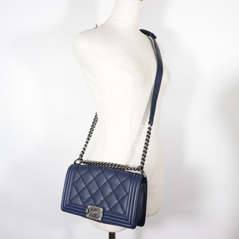 [CHANEL] Chanel 
 Boycannel Shoulder Bag
 ChainShoulder Matelasse Lambskin Navy Diagonal Ladies A Rank