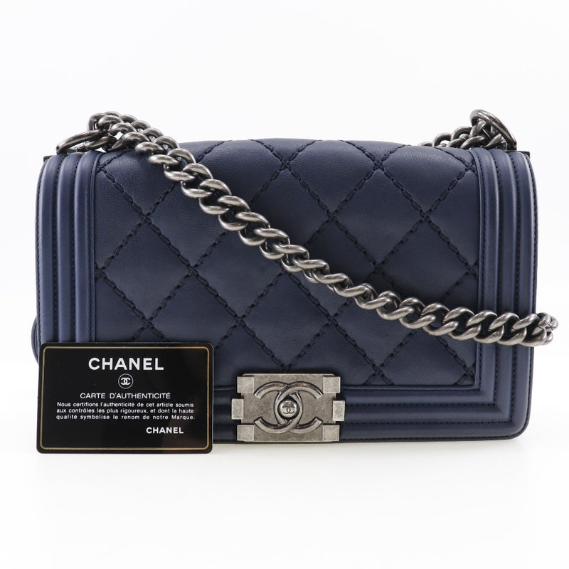 [CHANEL] Chanel 
 Boycannel Shoulder Bag
 ChainShoulder Matelasse Lambskin Navy Diagonal Ladies A Rank