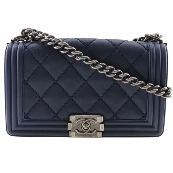 [CHANEL] Chanel 
 Boycannel Shoulder Bag
 ChainShoulder Matelasse Lambskin Navy Diagonal Ladies A Rank