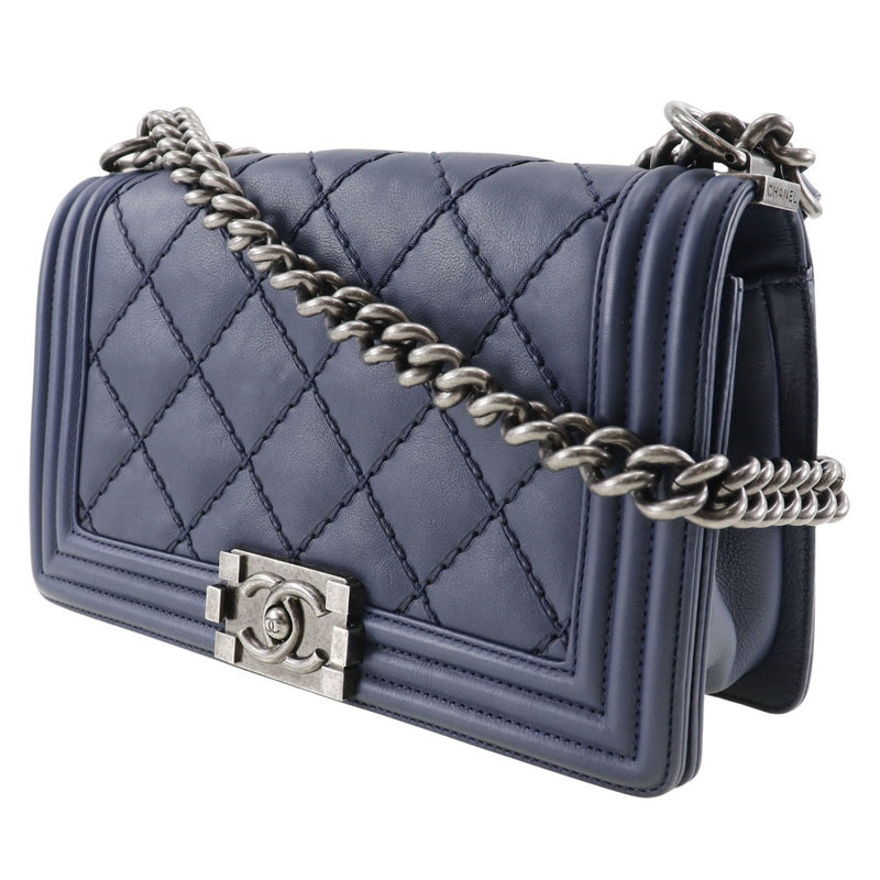 [CHANEL] Chanel 
 Boycannel Shoulder Bag
 ChainShoulder Matelasse Lambskin Navy Diagonal Ladies A Rank