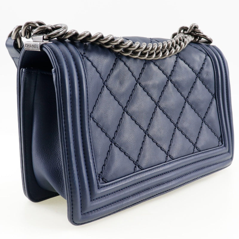 [CHANEL] Chanel 
 Boycannel Shoulder Bag
 ChainShoulder Matelasse Lambskin Navy Diagonal Ladies A Rank