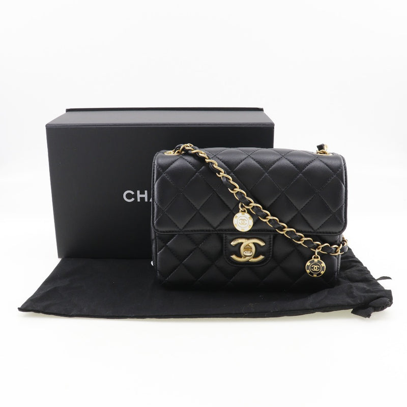 [CHANEL] Chanel 
 Matelasse Shoulder Bag
 ChainShoulder COCO MarkCharm Calfskin Black diagonal turn lock Matelasse Ladies A rank