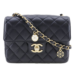 [CHANEL] Chanel 
 Matelasse Shoulder Bag
 ChainShoulder COCO MarkCharm Calfskin Black diagonal turn lock Matelasse Ladies A rank